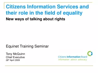 Citizens Information Services and their role in the field of equality