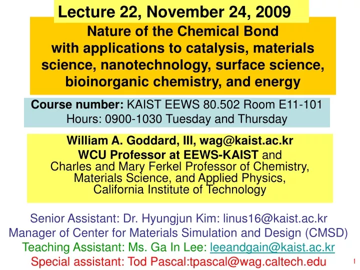 lecture 22 november 24 2009