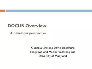 DOCLIB Overview A developer perspective