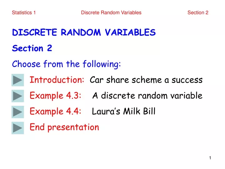 discrete random variables section 2 choose from