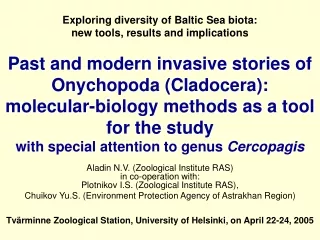 Exploring diversity of Baltic Sea biota: new tools, results and implications