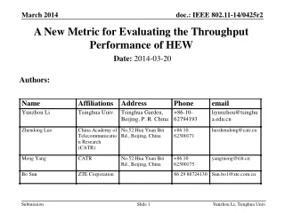 A New Metric for Evaluating the Throughput Performance of HEW