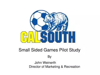 Small Sided Games Pilot Study By 		John Weinerth				Director of Marketing &amp; Recreation