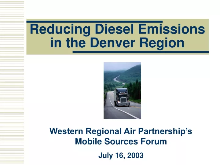 reducing diesel emissions in the denver region