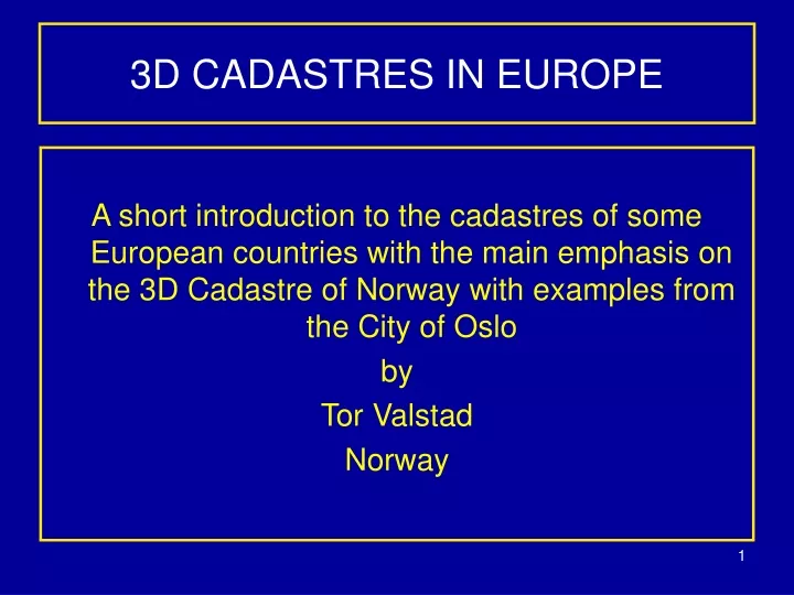 3d cadastres in europe