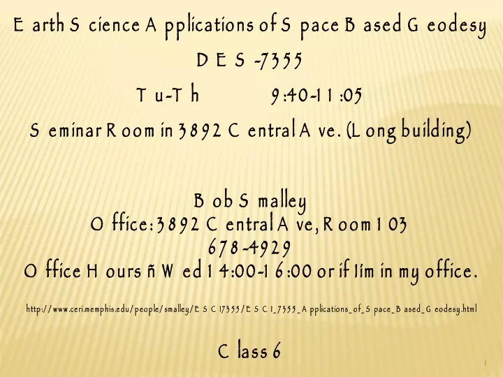 earth science applications of space based geodesy