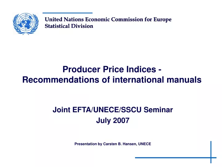producer price indices recommendations of international manuals