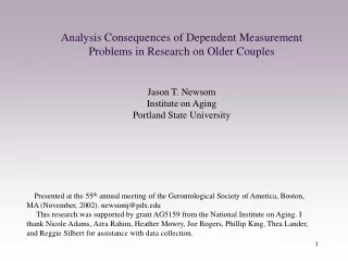 Analysis Consequences of Dependent Measurement Problems in Research on Older Couples