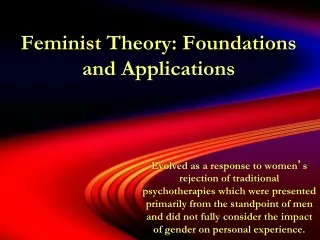 Feminist Theory: Foundations and Applications