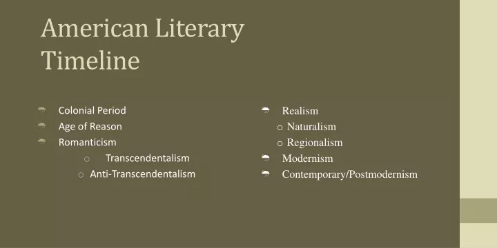 PPT - American Literary Timeline PowerPoint Presentation, free download ...