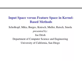 Input Space versus Feature Space in Kernel-Based Methods