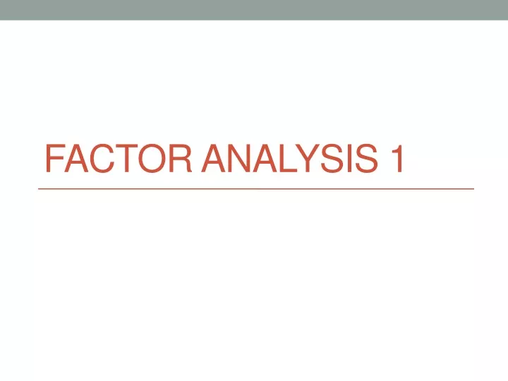 factor analysis 1