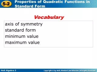 axis of symmetry standard form minimum value maximum value