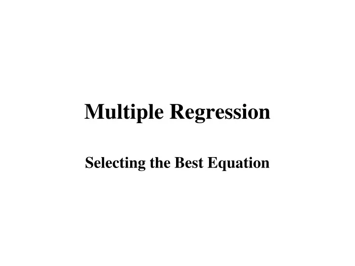 multiple regression