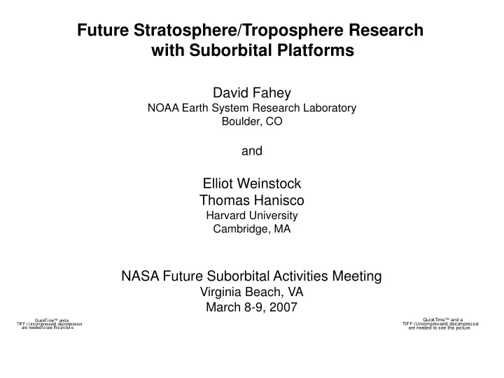 future stratosphere troposphere research with