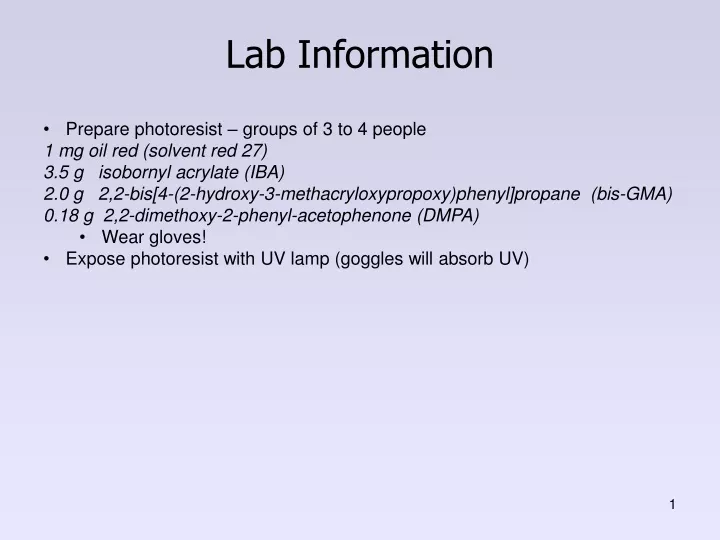 lab information