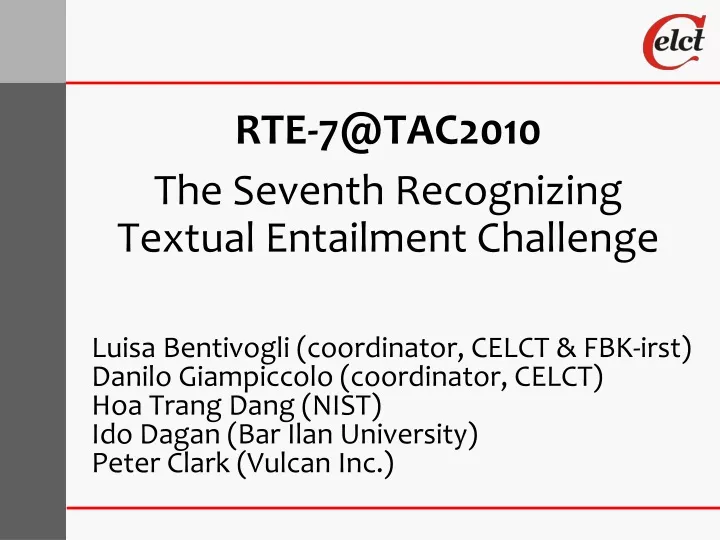 rte 7@tac2010 the seventh recognizing textual entailment challenge