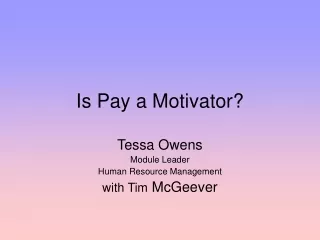 Is Pay a Motivator?