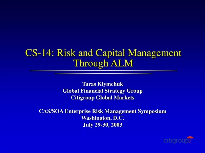 cs 14 risk and capital management through alm
