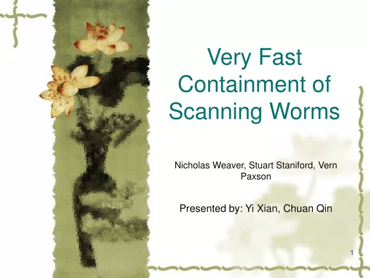 very fast containment of scanning worms