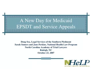 A New Day for Medicaid EPSDT and Service Appeals