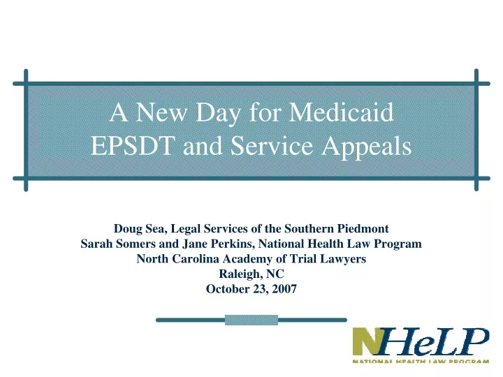 a new day for medicaid epsdt and service appeals