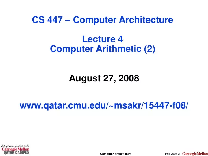 cs 447 computer architecture lecture 4 computer