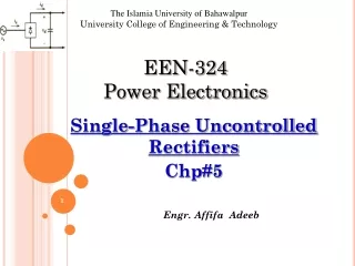 Single-Phase Uncontrolled Rectifiers Chp#5
