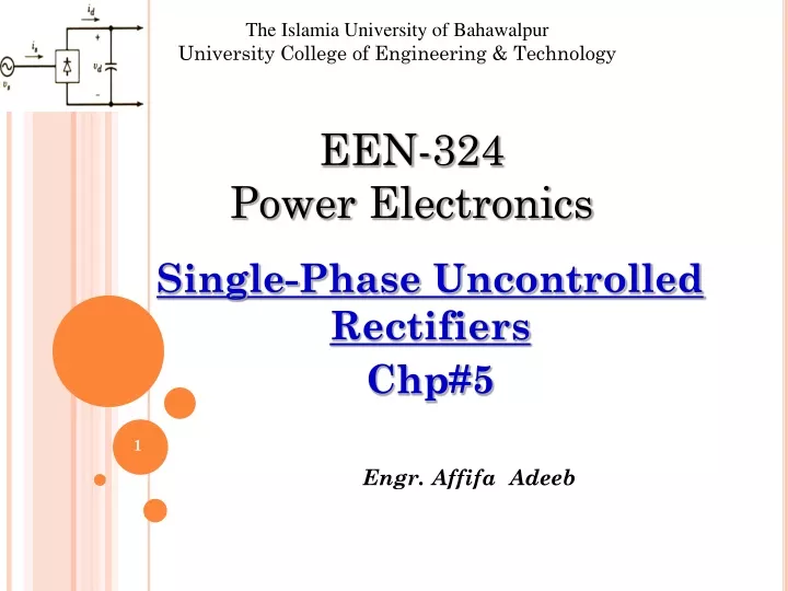 single phase uncontrolled rectifiers chp 5