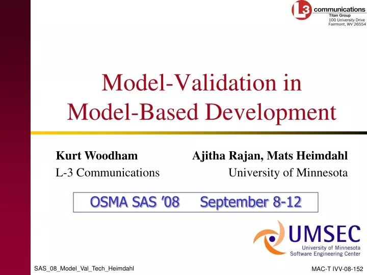 model validation in model based development