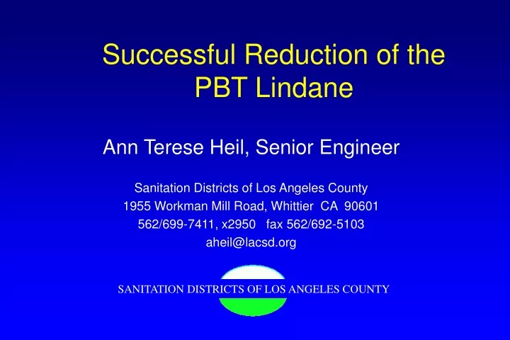 successful reduction of the pbt lindane