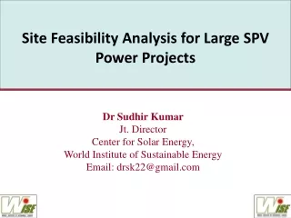 Site Feasibility Analysis for Large SPV Power Projects