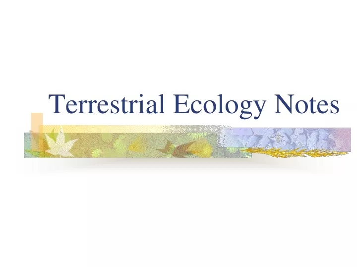 terrestrial ecology notes