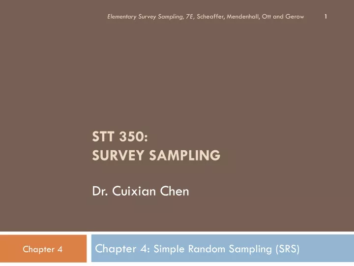 stt 350 survey sampling dr cuixian chen