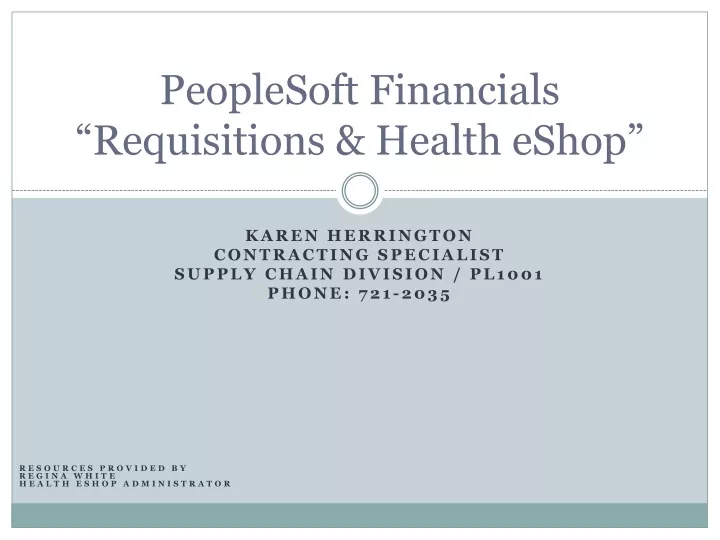peoplesoft financials requisitions health eshop