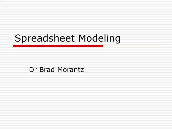 spreadsheet modeling