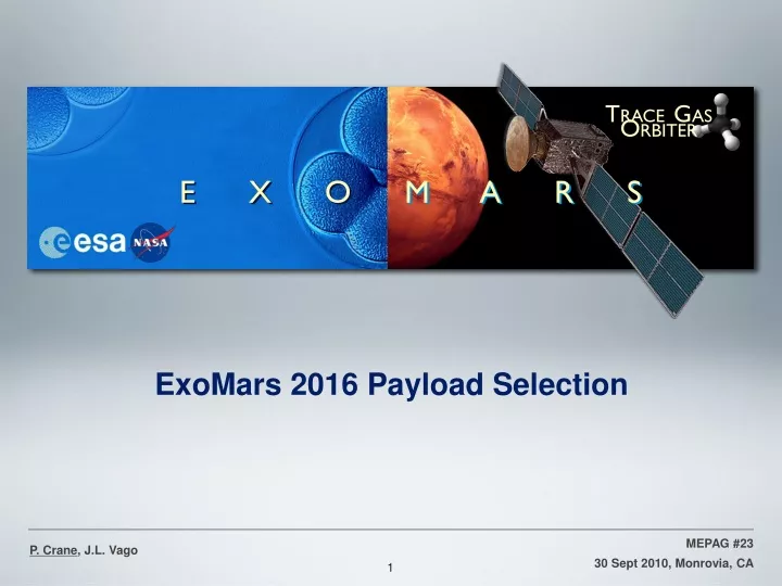 exomars 2016 payload selection