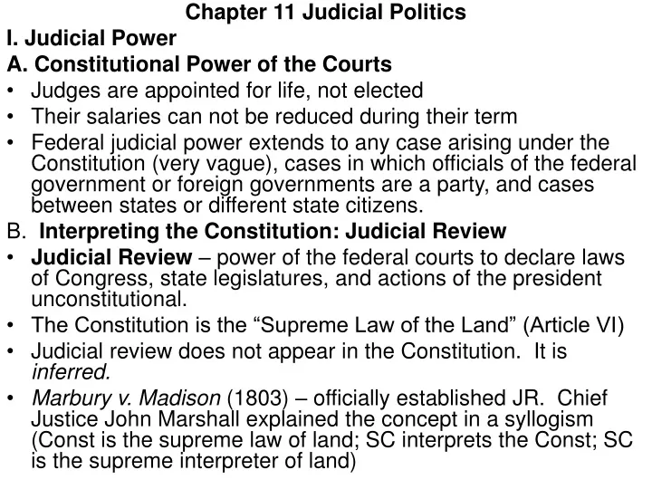 chapter 11 judicial politics i judicial power