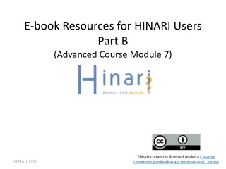 E-book Resources for HINARI Users Part B (Advanced Course Module 7)