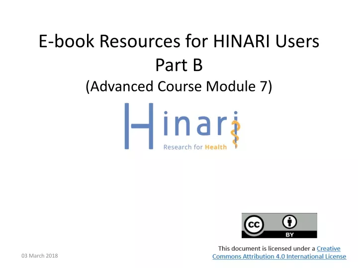 e book resources for hinari users part b advanced course module 7