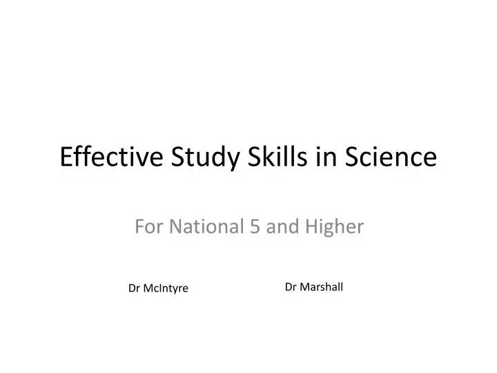 effective study skills in science