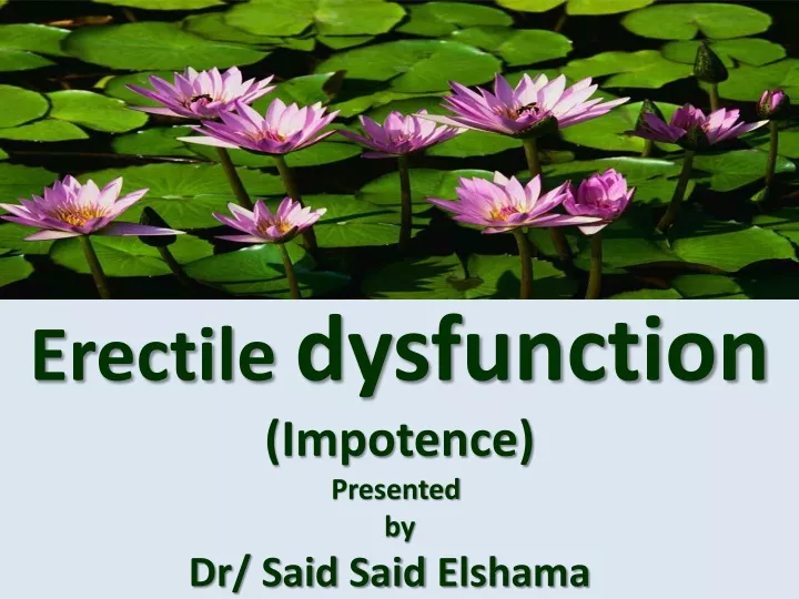 erectile dysfunction impotence presented by dr said said elshama