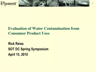 Evaluation of Water Contamination from Consumer Product Uses