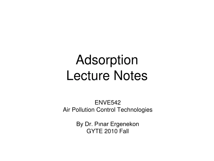adsorption lecture notes
