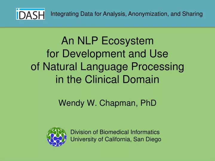 an nlp ecosystem for development and use of natural language processing in the clinical domain