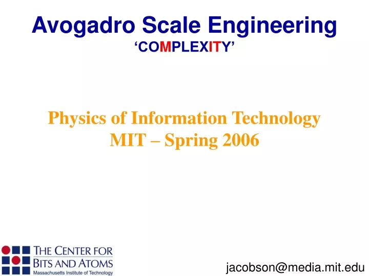 avogadro scale engineering co m plex it y