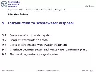 9 	Introduction to Wastewater disposal