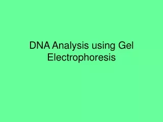 DNA Analysis using Gel Electrophoresis