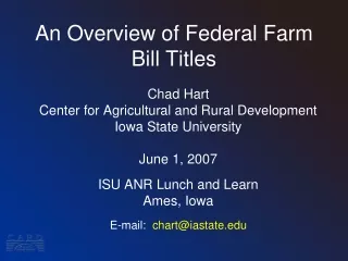 An Overview of Federal Farm Bill Titles