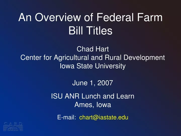 an overview of federal farm bill titles